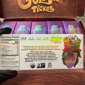 Golden Ticket chocolate, Golden Ticket chocolate bar, Golden Ticket Mushroom Bar, Golden Ticket Mushroom chocolate, Golden Ticket Mushroom chocolate bar
